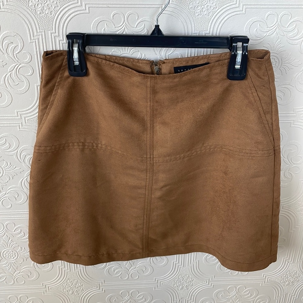 Suede miniskirt, minimalist, chic and trendy